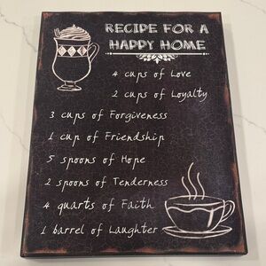 Rustic Black Recipe Wall Art for Kitchen